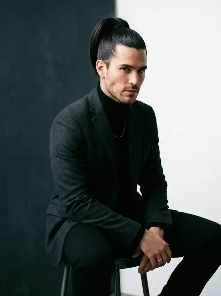 21 Mens Ponytail Hairstyles That Blend Style and Confidence 3 The High Ponytail on Men — Bold and Unapologetically Modern