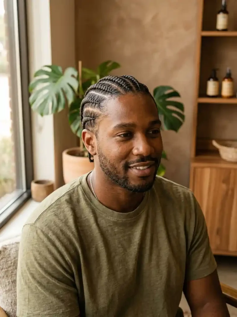24 Cornrow Hairstyles for Men That Never Go Out of Style 19 The Knotless Cornrows for Reduced Scalp Tension