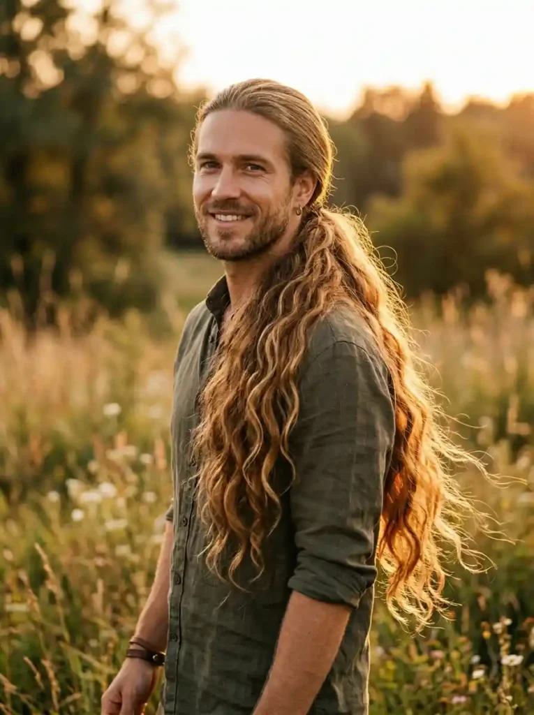21 Mens Ponytail Hairstyles That Blend Style and Confidence 18 The Long Wavy Ponytail — Maximum Hair Impact Beautifully Gathered
