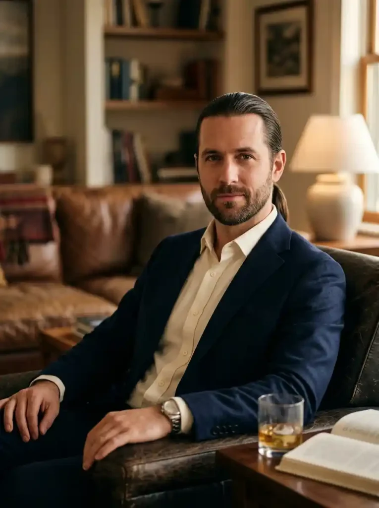 21 Mens Ponytail Hairstyles That Blend Style and Confidence 1 The Low Sleek Ponytail — Refined Masculinity at Its Most Composed