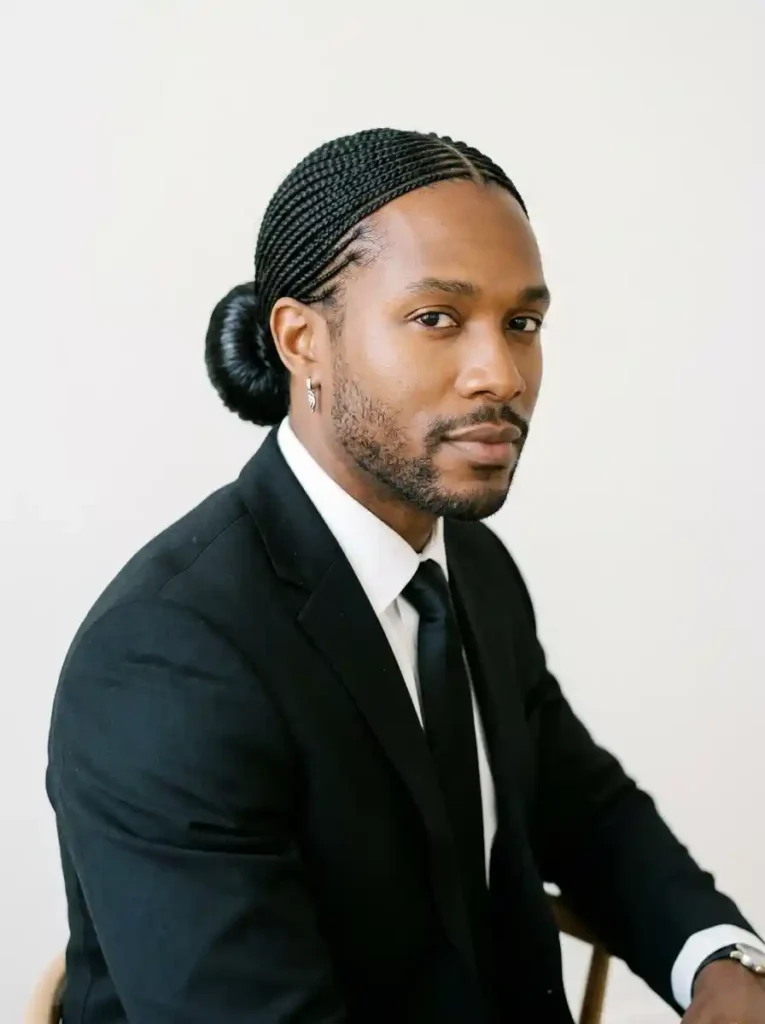 The Micro Braids Into Sleek Low Bun for Polished Sophistication