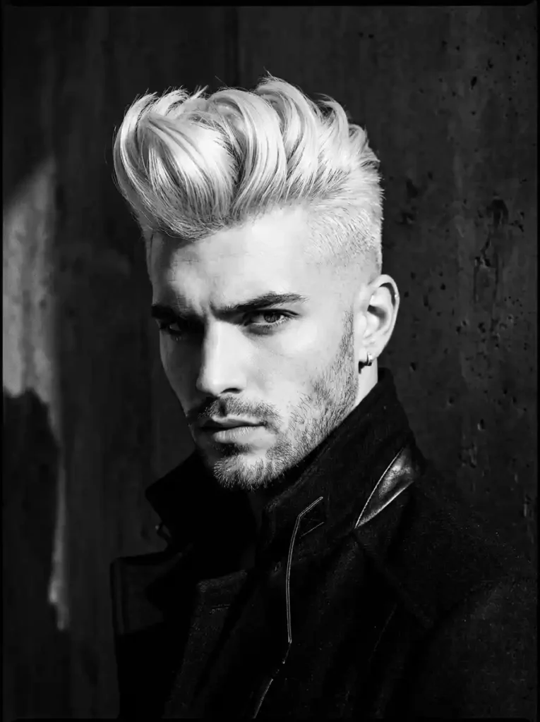23 Pompadour Hairstyles Men Love for Timeless Style 8 The Platinum Blonde Pompadour That Demands Attention