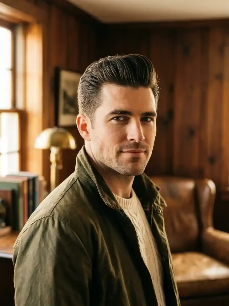 23 Pompadour Hairstyles Men Love for Timeless Style 22 The Retro Military Pompadour for Refined Precision