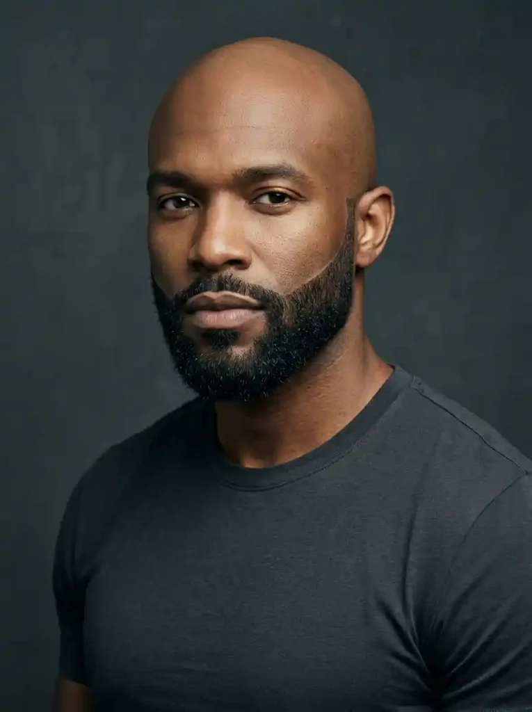 22 Usher Haircuts That Defined Modern Men's Grooming 13 The Shaved Head with Defined Beard Transition