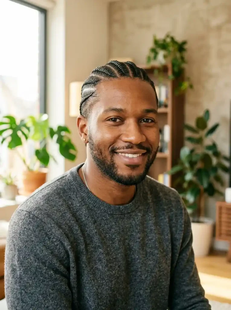 24 Cornrow Hairstyles for Men That Never Go Out of Style 6 The Short Cornrows for Men With Lower Natural Hair Density