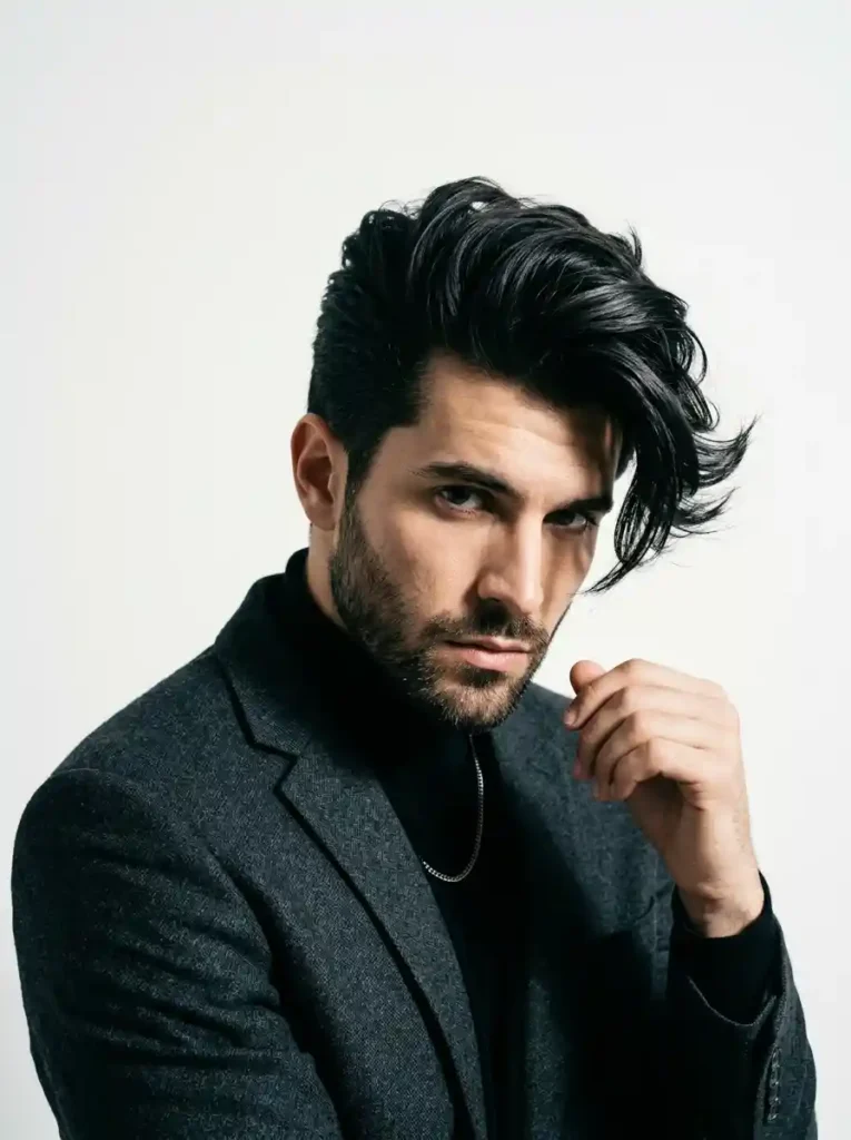 23 Pompadour Hairstyles Men Love for Timeless Style 10 The Side Swept Pompadour With Asymmetric Drama