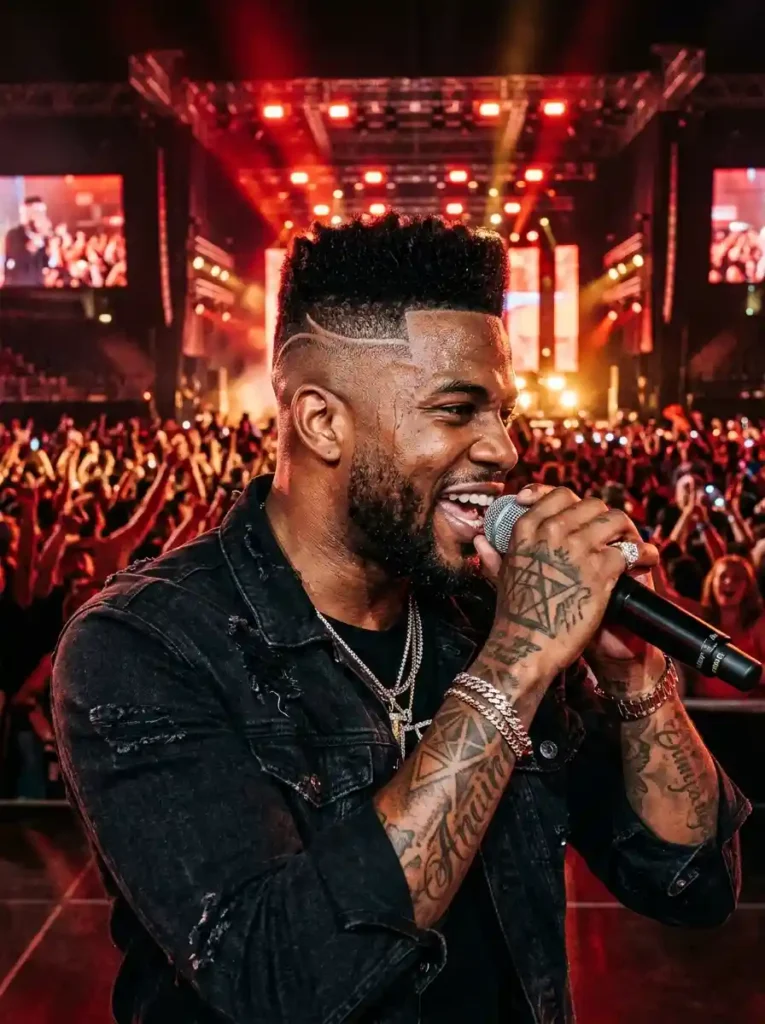 22 Usher Haircuts That Defined Modern Men's Grooming 11 The Stage Ready High Skin Fade with Line Design