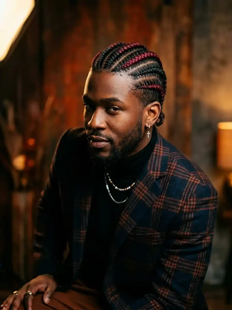 24 Cornrow Hairstyles for Men That Never Go Out of Style 9 The Two Tone Cornrows With Color Extensions