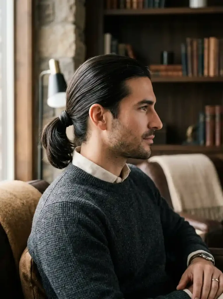 21 Mens Ponytail Hairstyles That Blend Style and Confidence 9 The Wrapped Ponytail — The Detail That Elevates Everything