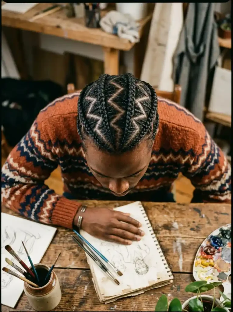 24 Cornrow Hairstyles for Men That Never Go Out of Style 20 The Zigzag Part Cornrows for Signature Creative Pattern