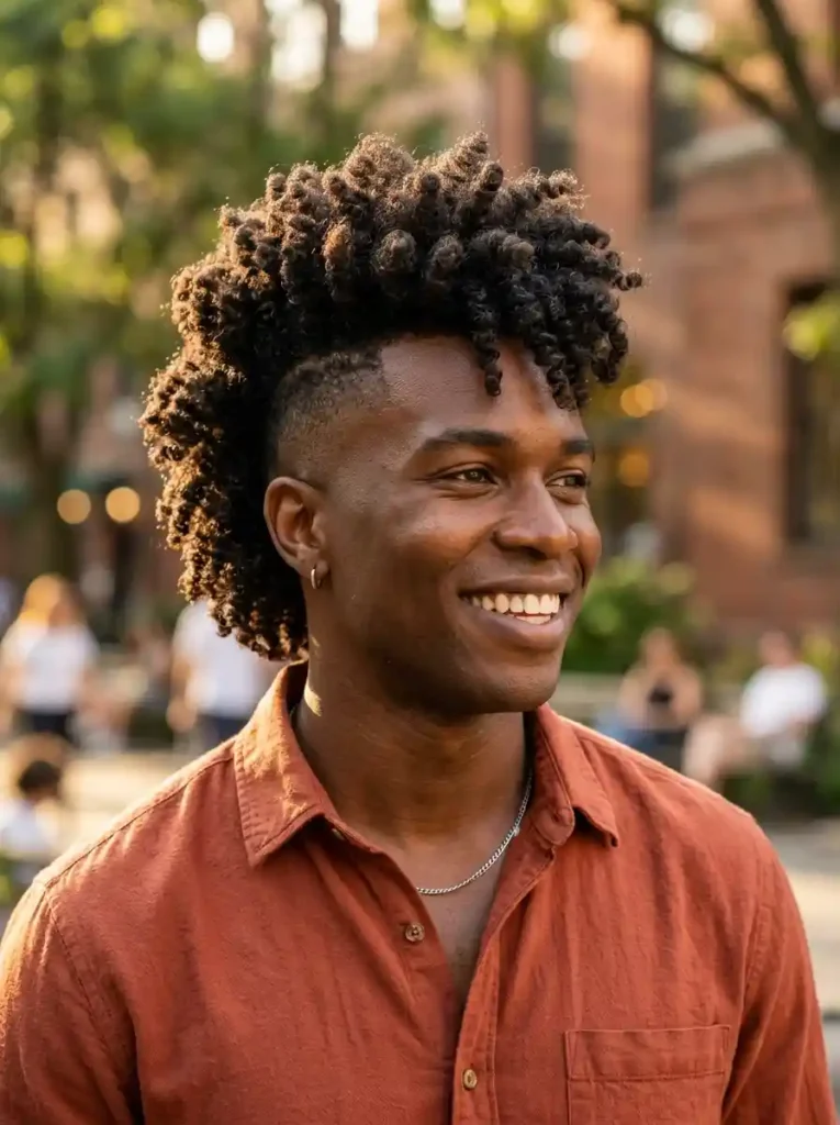 24 Black Mens Mohawk Hairstyles That Stand Out Anywhere 4 Twist Out Mohawk for Voluminous Natural Bold Expression