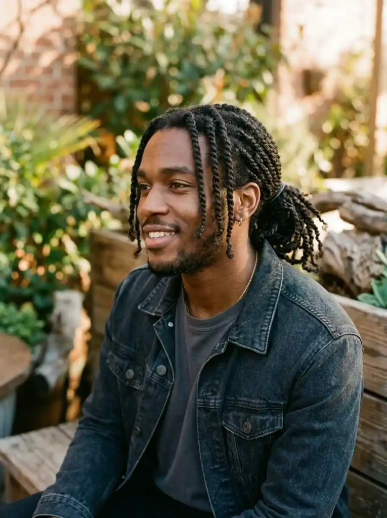 21 Twist Hairstyles for Men That Instantly Upgrade Your Style 17 Twist Ponytail for Effortlessly Upgraded Daily Natural Style