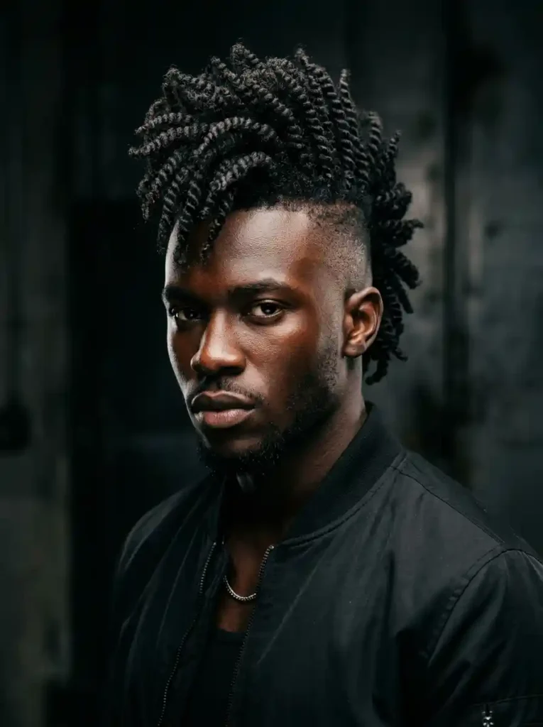 21 Twist Hairstyles for Men That Instantly Upgrade Your Style 10 Twisted Frohawk for Maximum Bold Cultural Power Statement