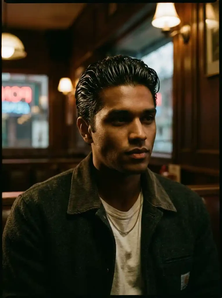 21 Greaser Hairstyles for Men That Define Vintage Cool 12 Wet Look Greaser for Moody Atmospheric Vintage