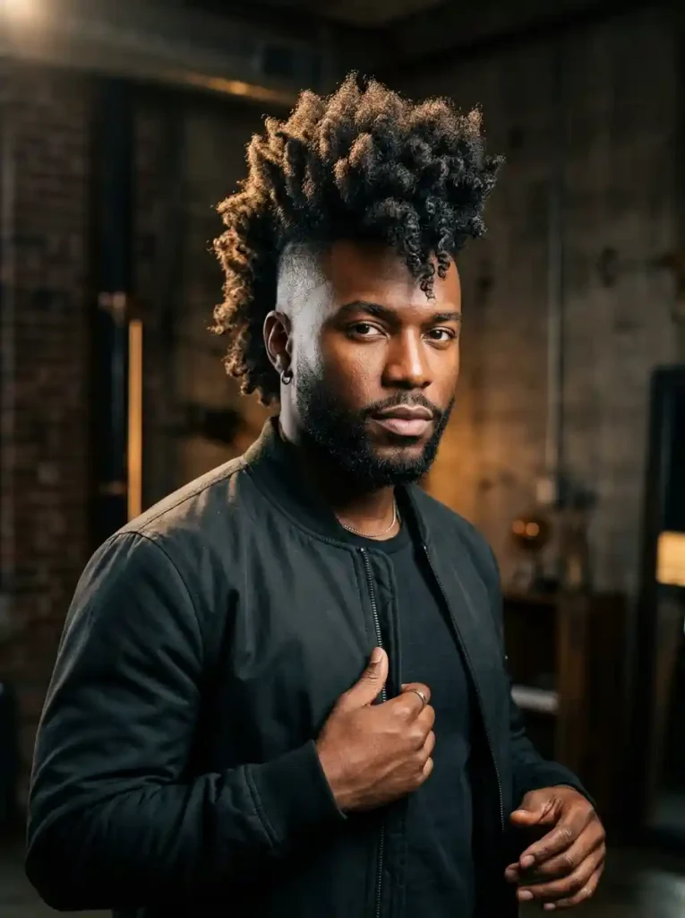 Afro Mohawk with Skin Fade for Bold Individual Natural Power