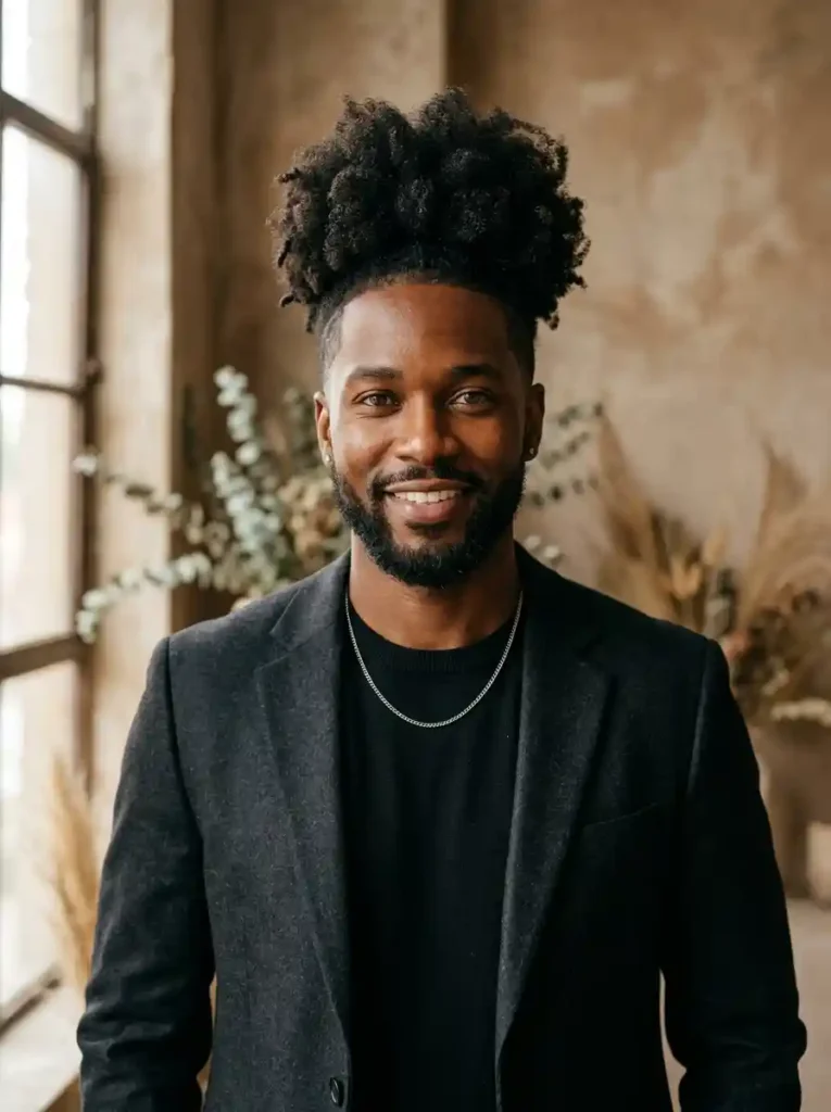 Afro Puff Updo for Elegant Natural Texture Style