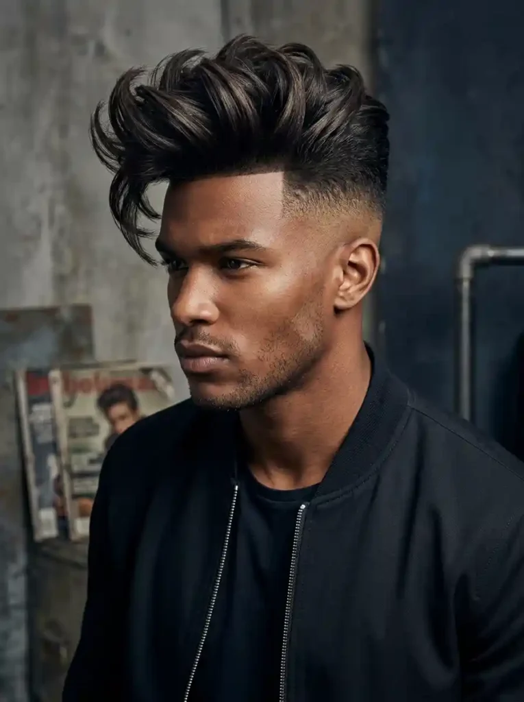Big Volume Blowout Quiff with High Fade for Bold Maximum Volume