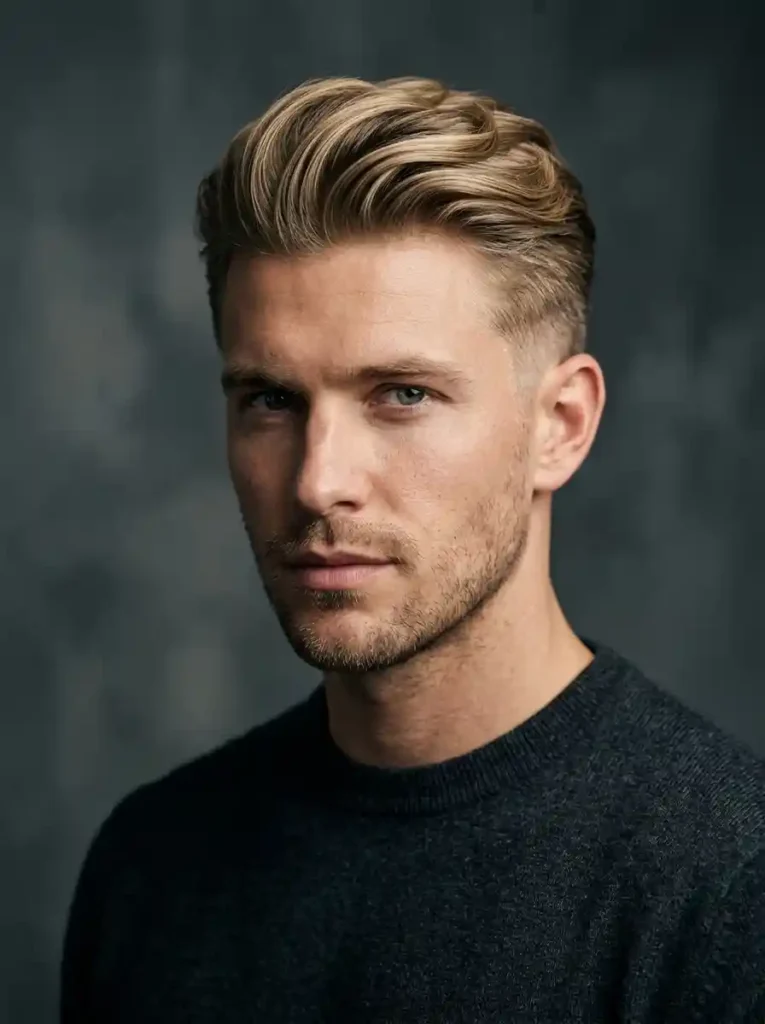 Blonde Brush Back Hairstyle