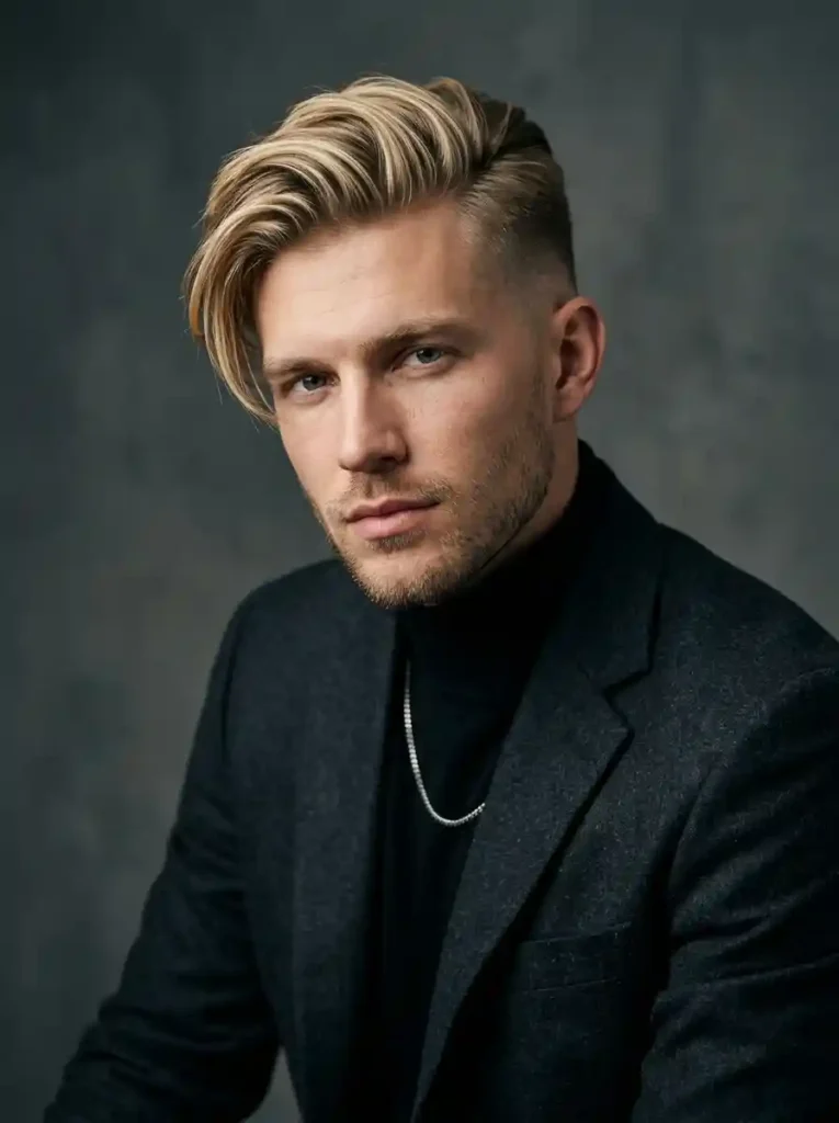 Blonde Side Swept Undercut