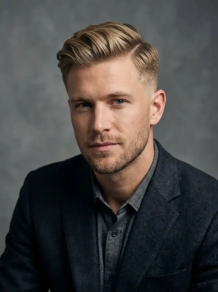 Blonde Textured Side Part