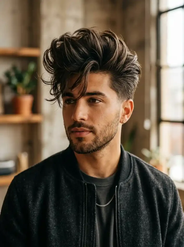Blowout Pompadour with Textured Fringe for Modern Volume Blend