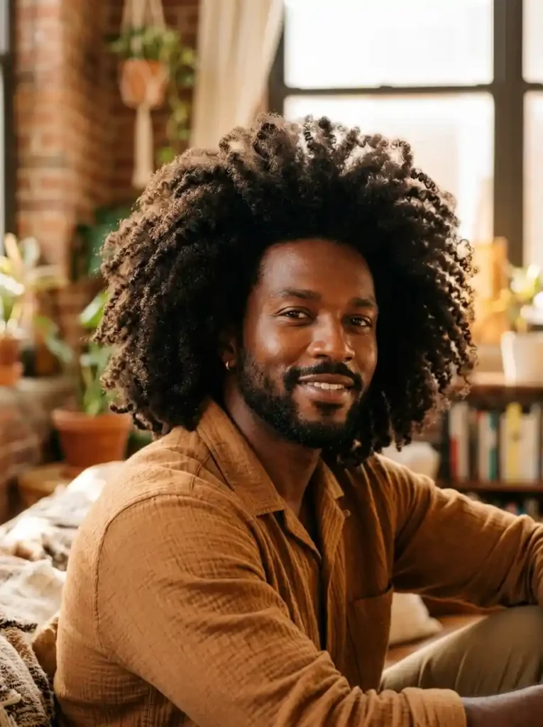 Blowout with Natural Coily Twist Out for Cultural Big Volume