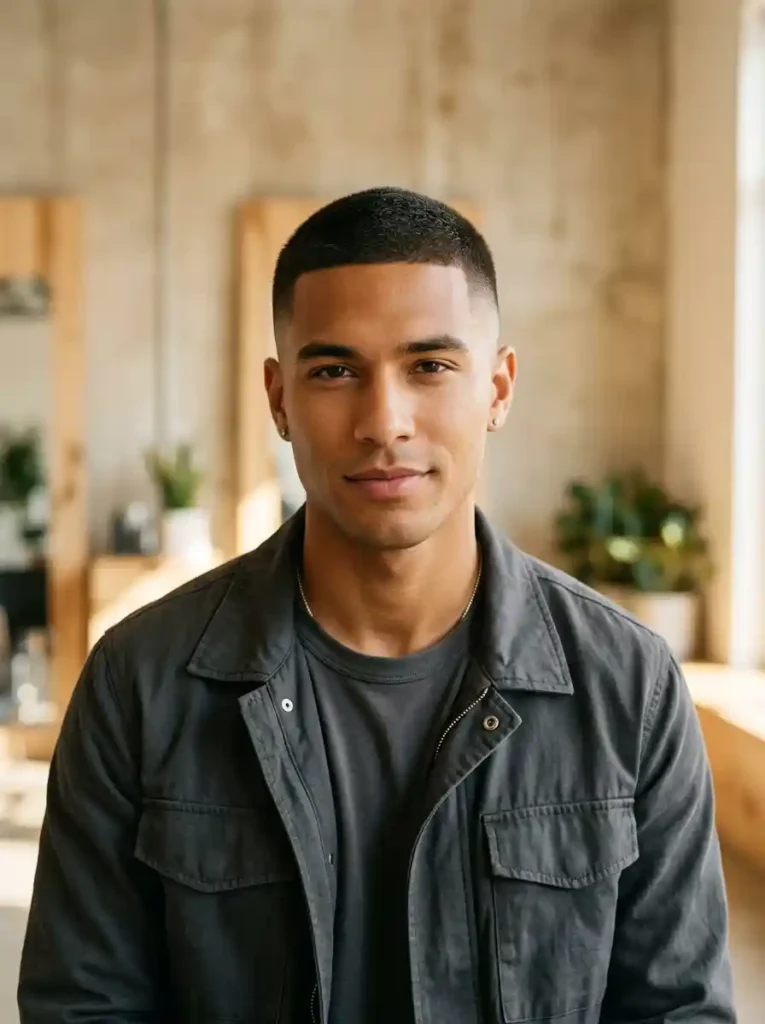 Buzz Cut with Mid Fade for Versatile Modern Sharp