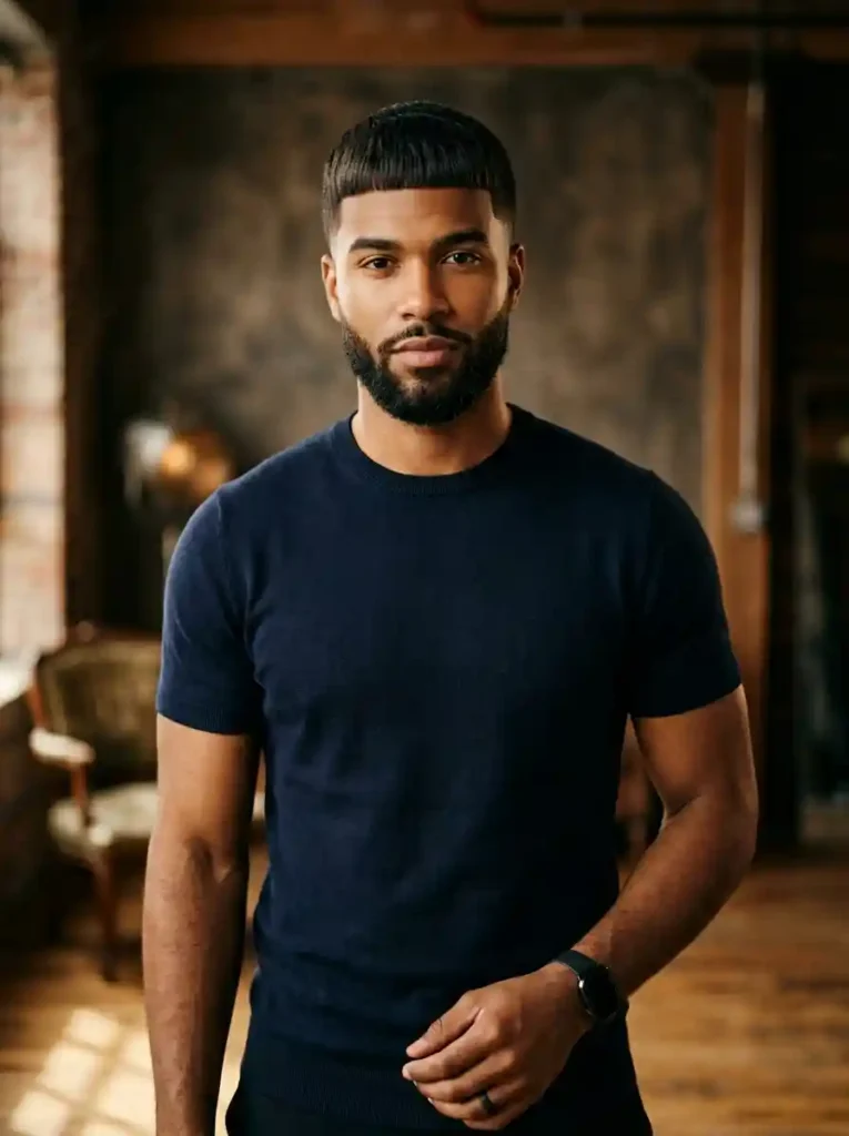 Caesar Cut with Beard Combination for Complete Masculine Style