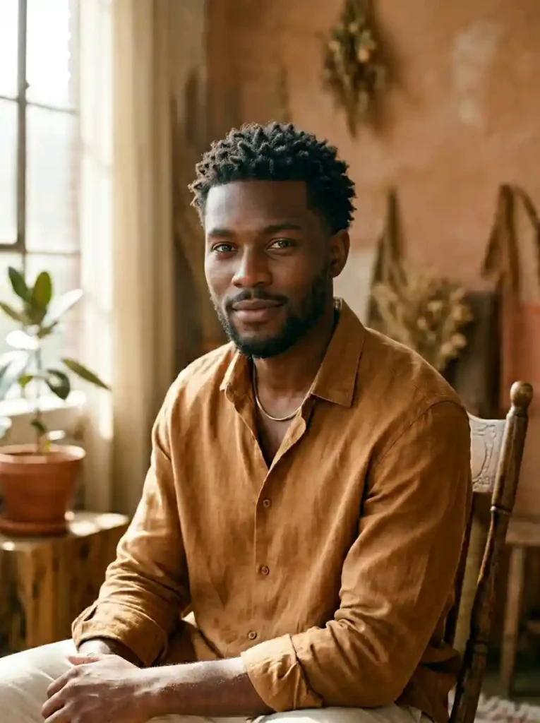 Caesar Cut with Natural Locs for Cultural Mature Expression