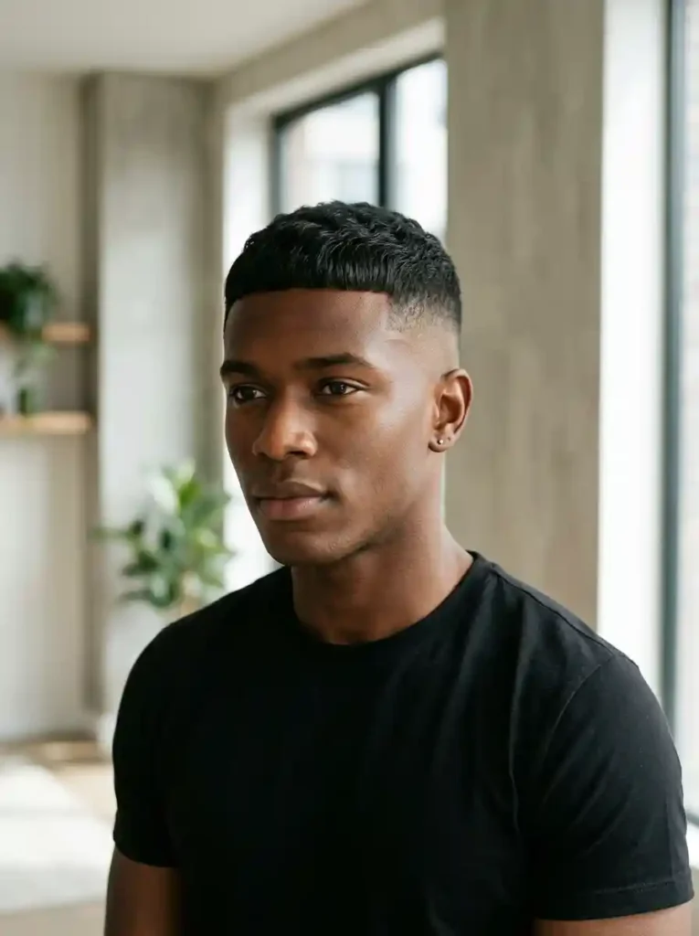 Caesar Cut with Skin Fade for Modern Clean Update