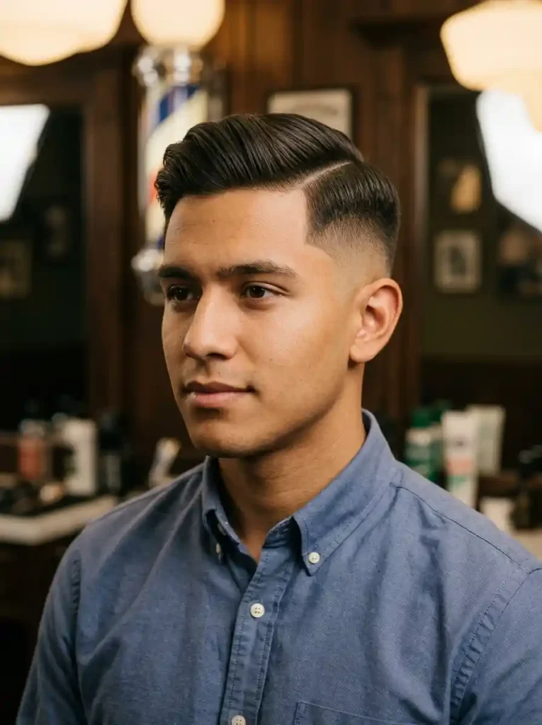 Comb Over Fade for Classic Modern Technical Combination