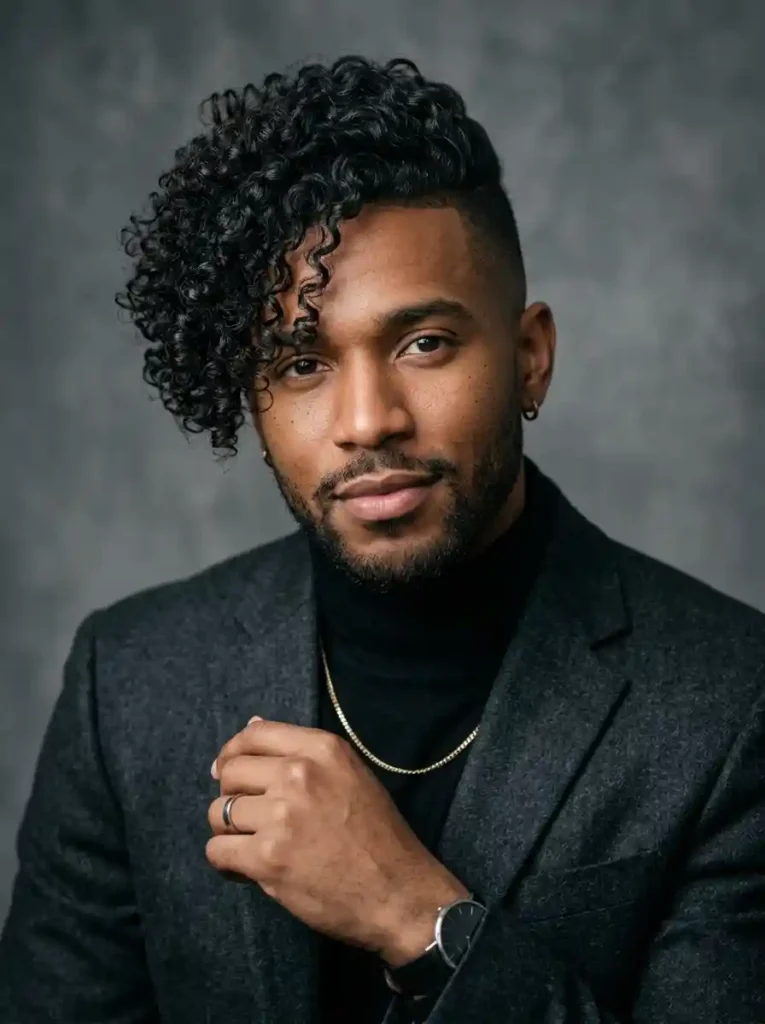 Curly Side Swept Undercut
