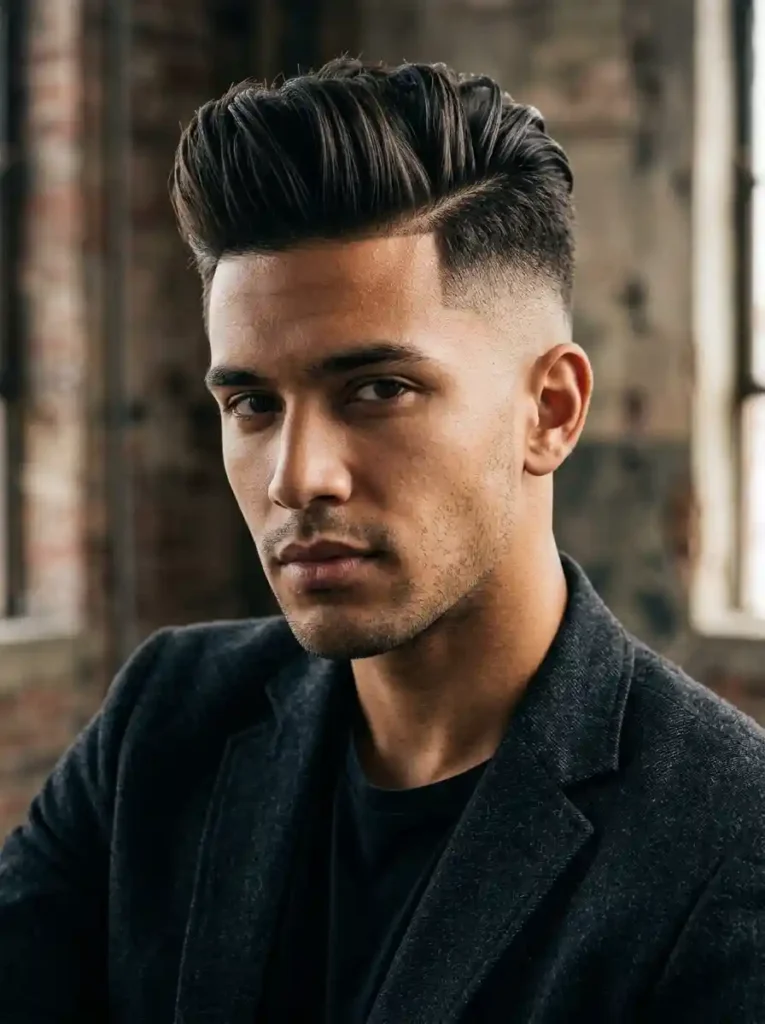 Disconnected Pompadour Fade for Bold Classic Modern Drama