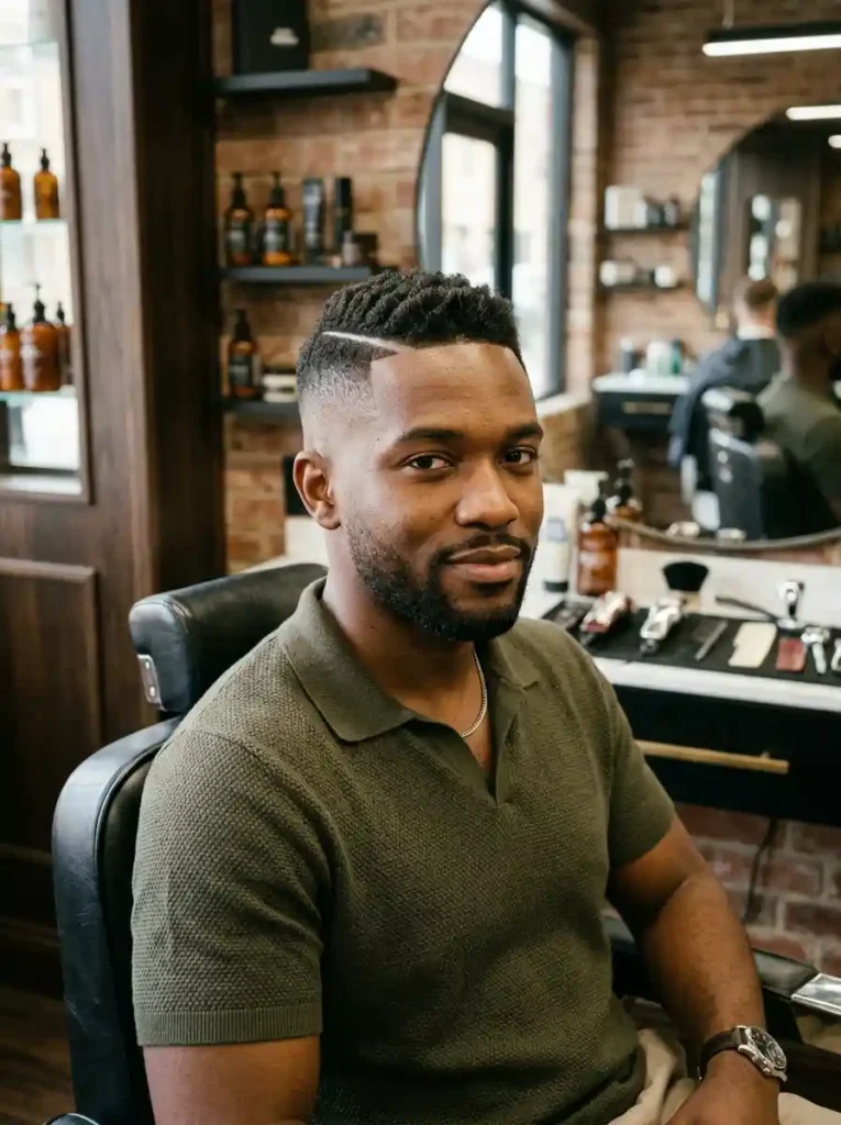 High Fade with Defined Hard Part 1
