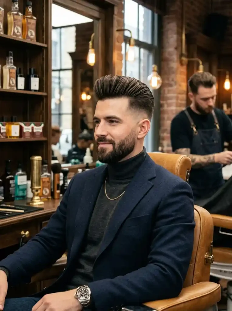 High Fade with Modern Pompadour 1