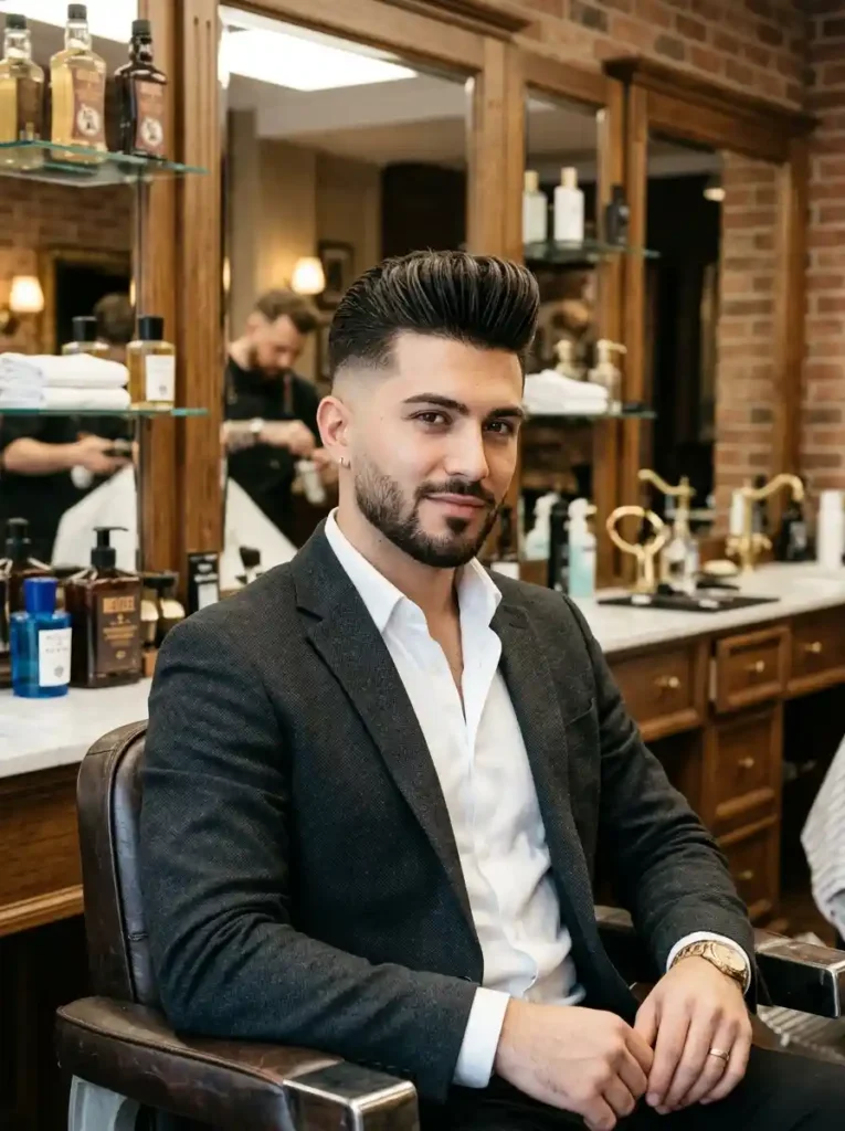High Fade with Modern Pompadour