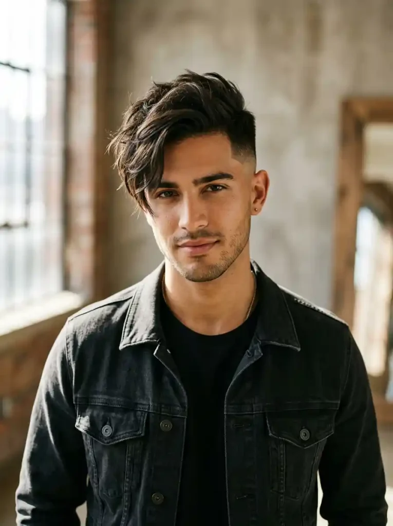 High Taper Fade with Asymmetric Cut for Individual Bold Clean