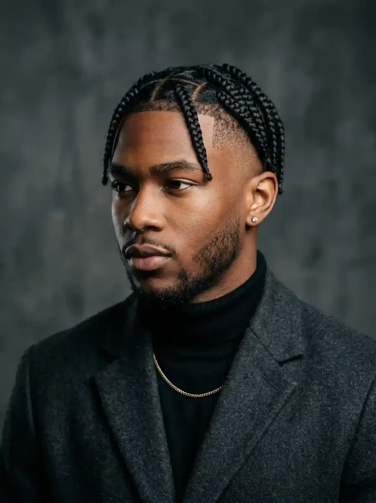 High Taper Fade with Box Braids for Cultural Bold Clean