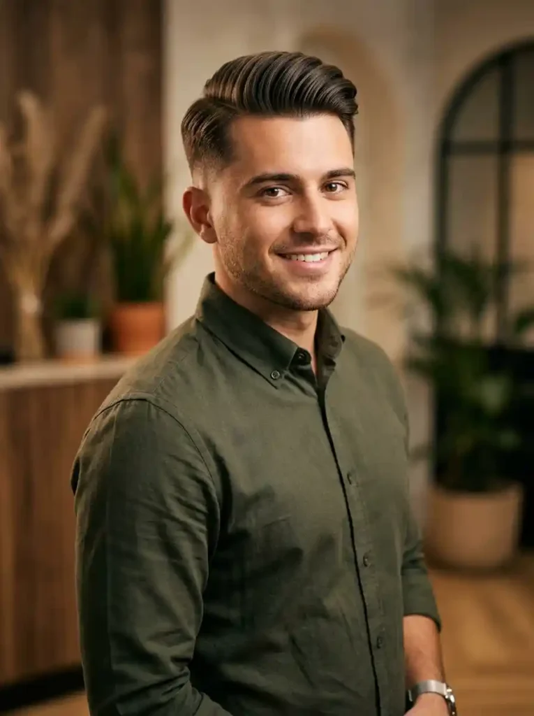 High Taper Fade with Comb Over for Versatile Clean Professional