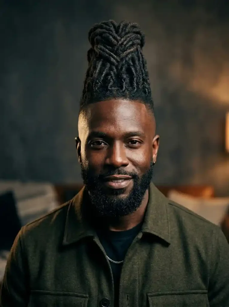 High Taper Fade with Natural Loc Mohawk for Mature Clean Power