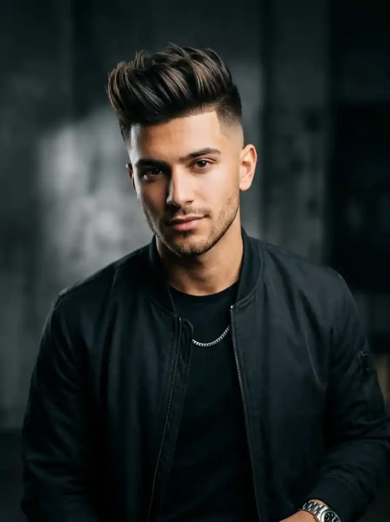High Taper Fade with Quiff for Forward Clean Modern Style