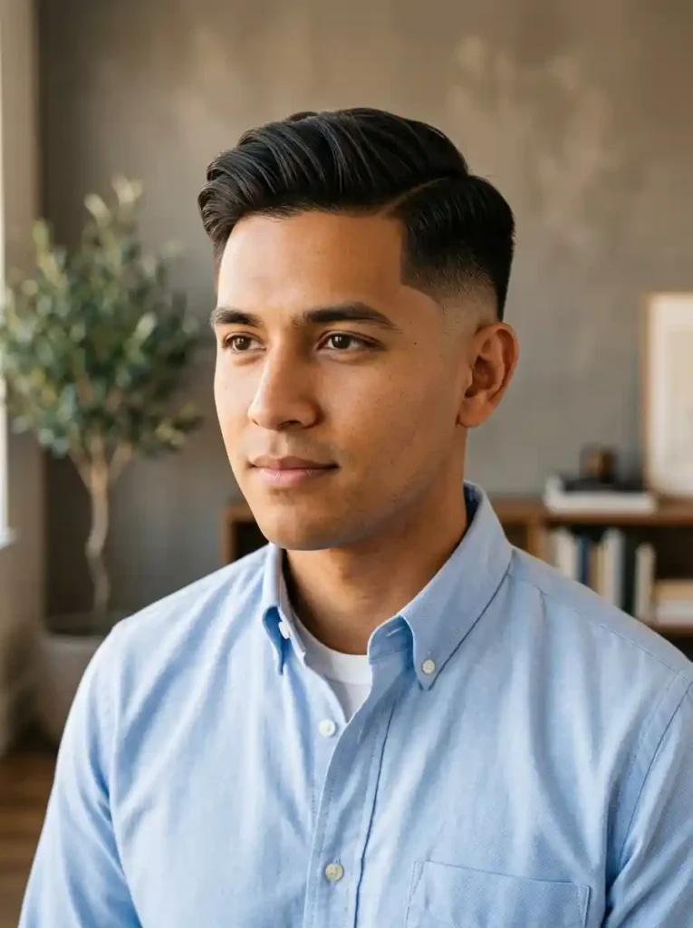 High Taper Fade with Side Part for Classic Professional Clean