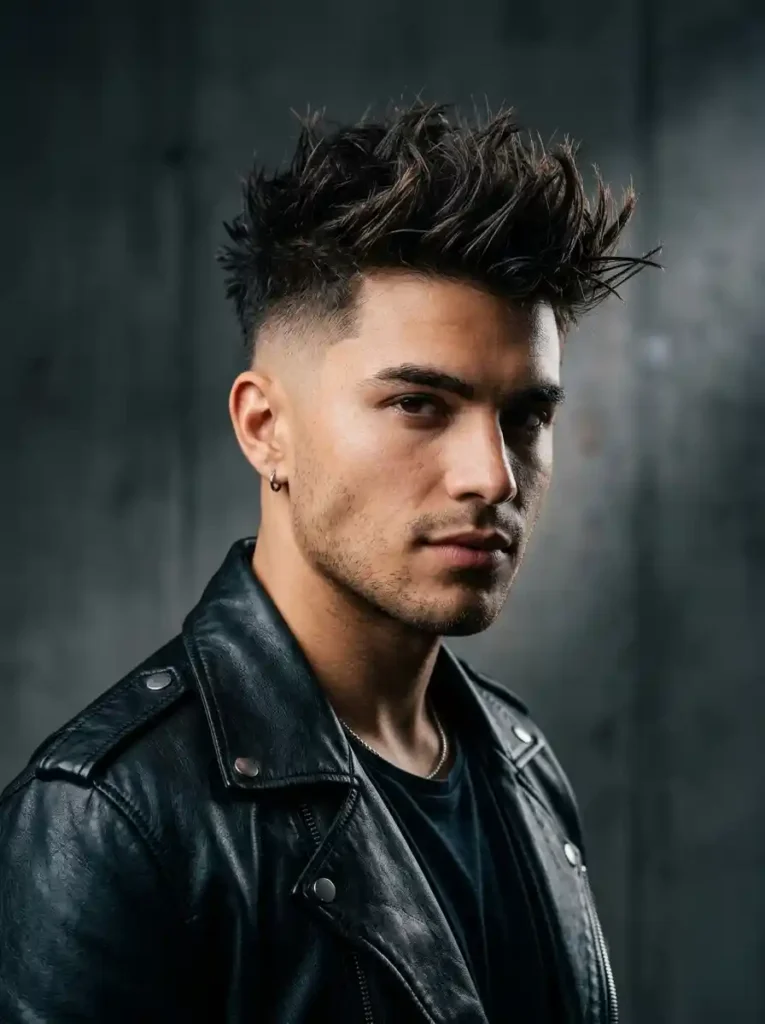 High Taper Fade with Spiky Texture for Bold Edgy Clean