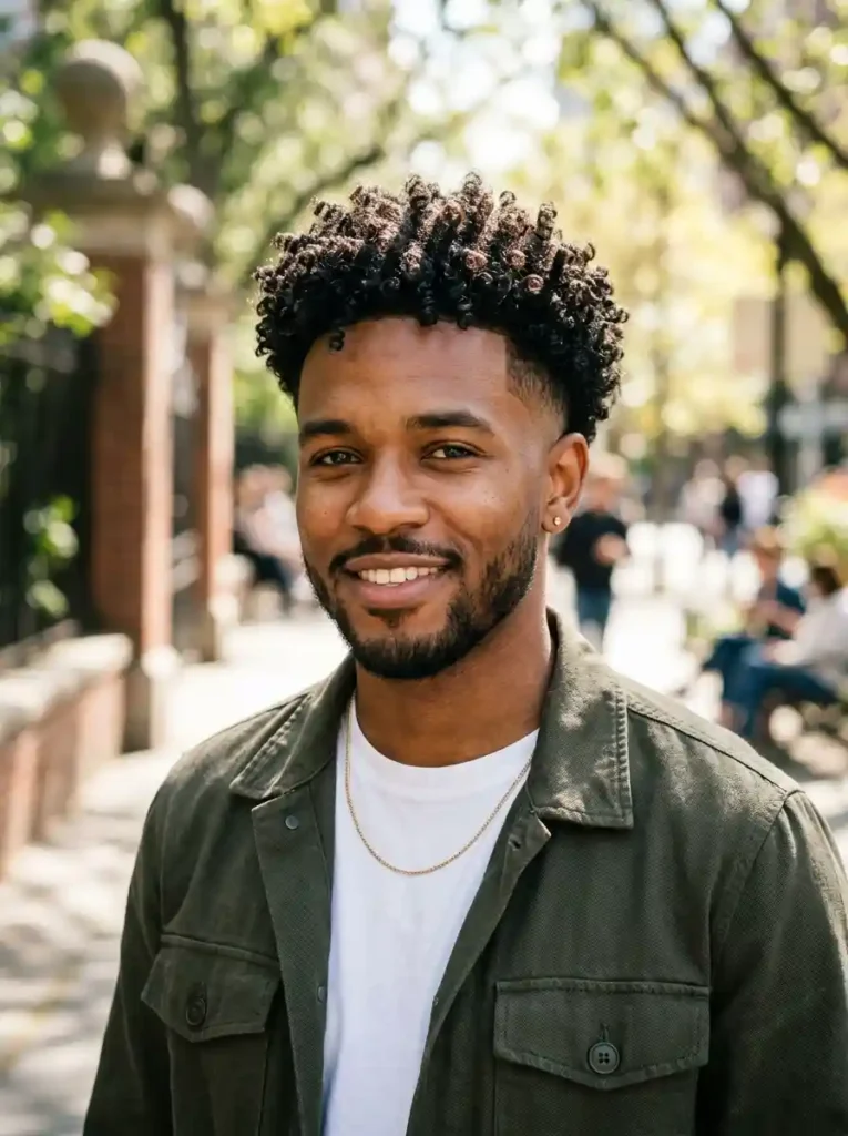 Low Fade with Natural Curls 1