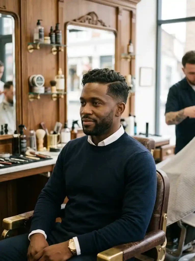 Low Fade with Side Part Elegance 1