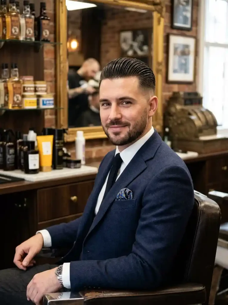 Low Fade with Slick Back Finish
