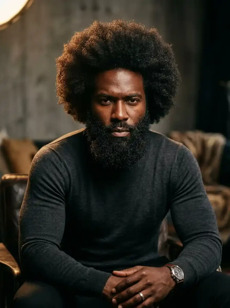 Natural Afro with Beard Combination for Complete Individual Power