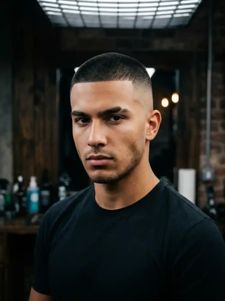 Number One Buzz with High Fade for Bold Minimal Sharp Style