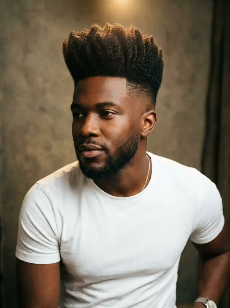 Pompadour Fade on Natural Afro Textured Hair for Cultural Classic
