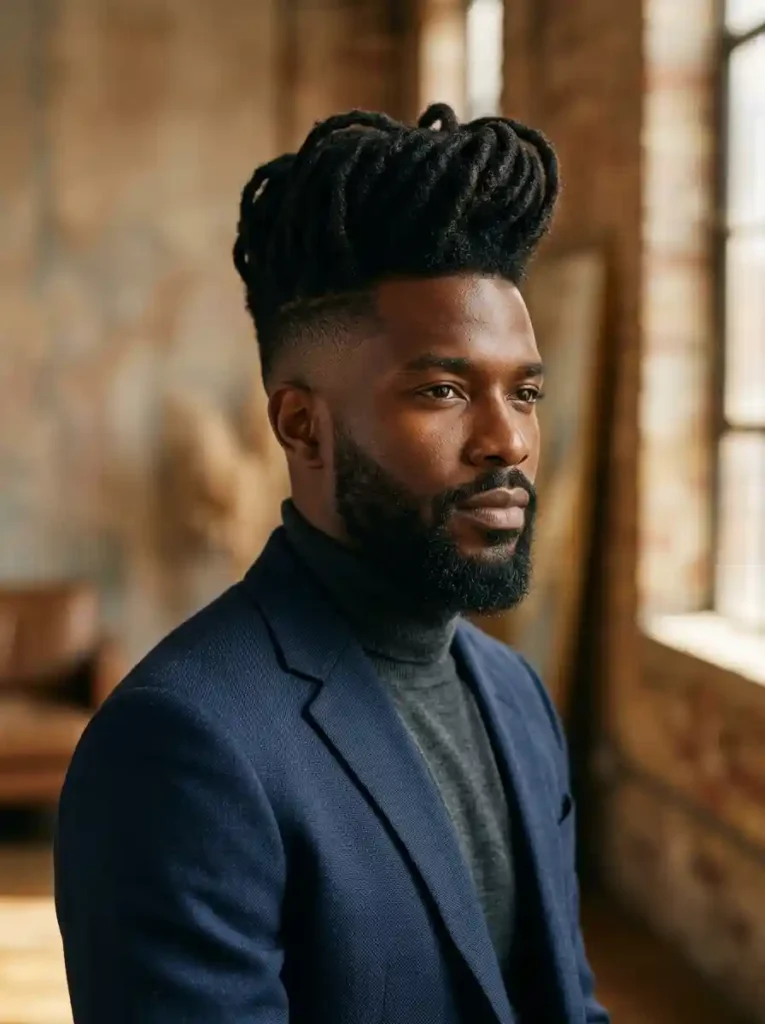 Pompadour Fade with Natural Locs for Cultural Mature Classic